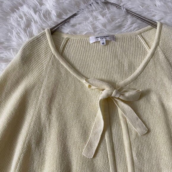 Hamiya Cardin Linen Blend Ribbon Cardigan Cream - Picture 2 of 5